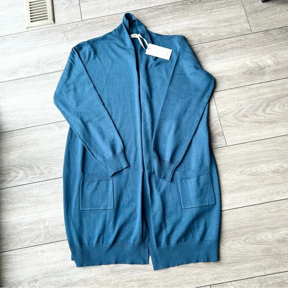 NWT Grace Karin Blue Open Front Long  Length Cardigan - Picture 4 of 15
